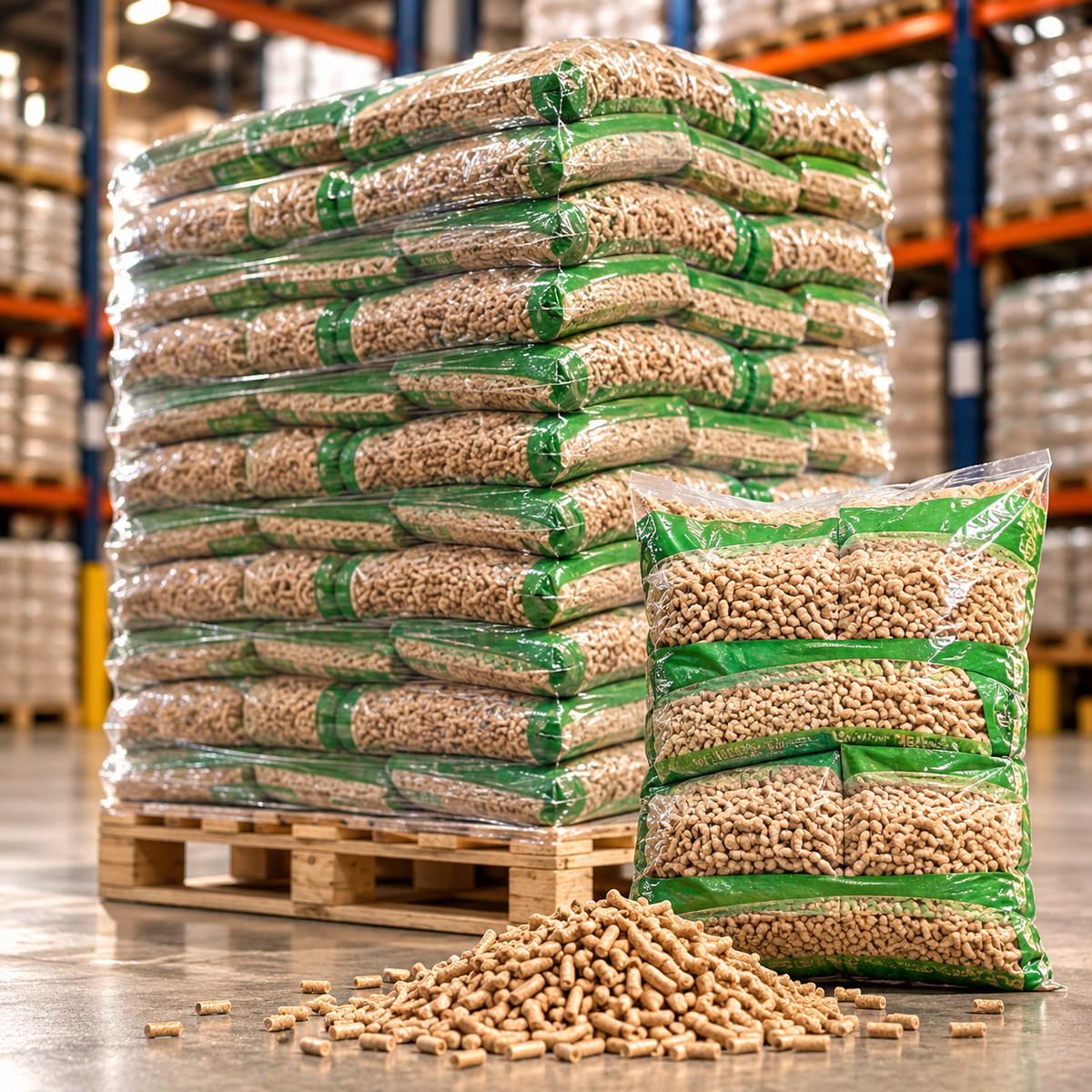 Palete VIP de pellets com 100 sacos de 15 kg