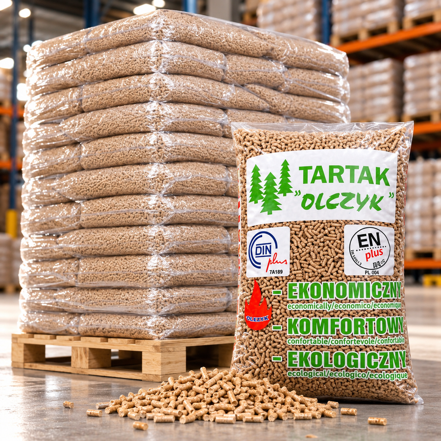 Paletes de pellets Olczyk, 65 sacos, 975 kg