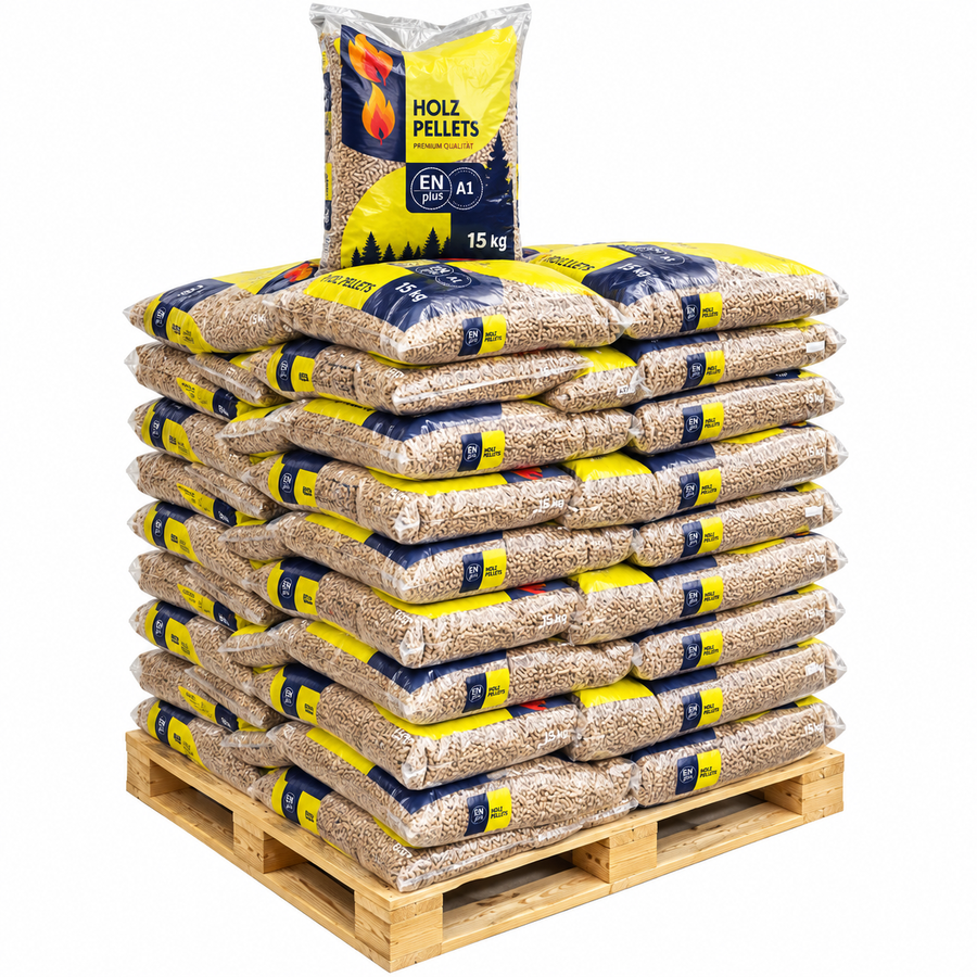 Pellets Asturias 1 Palete com 72 sacos certificados Enplus 15 kg