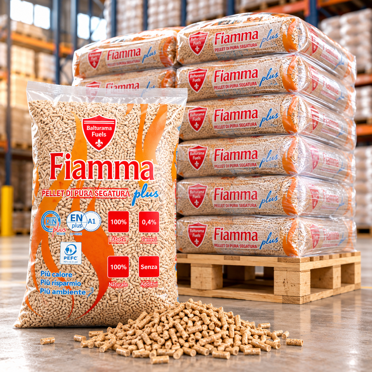 Pellets Fiamma para recuperadores de calor e caldeiras, 72 sacos
