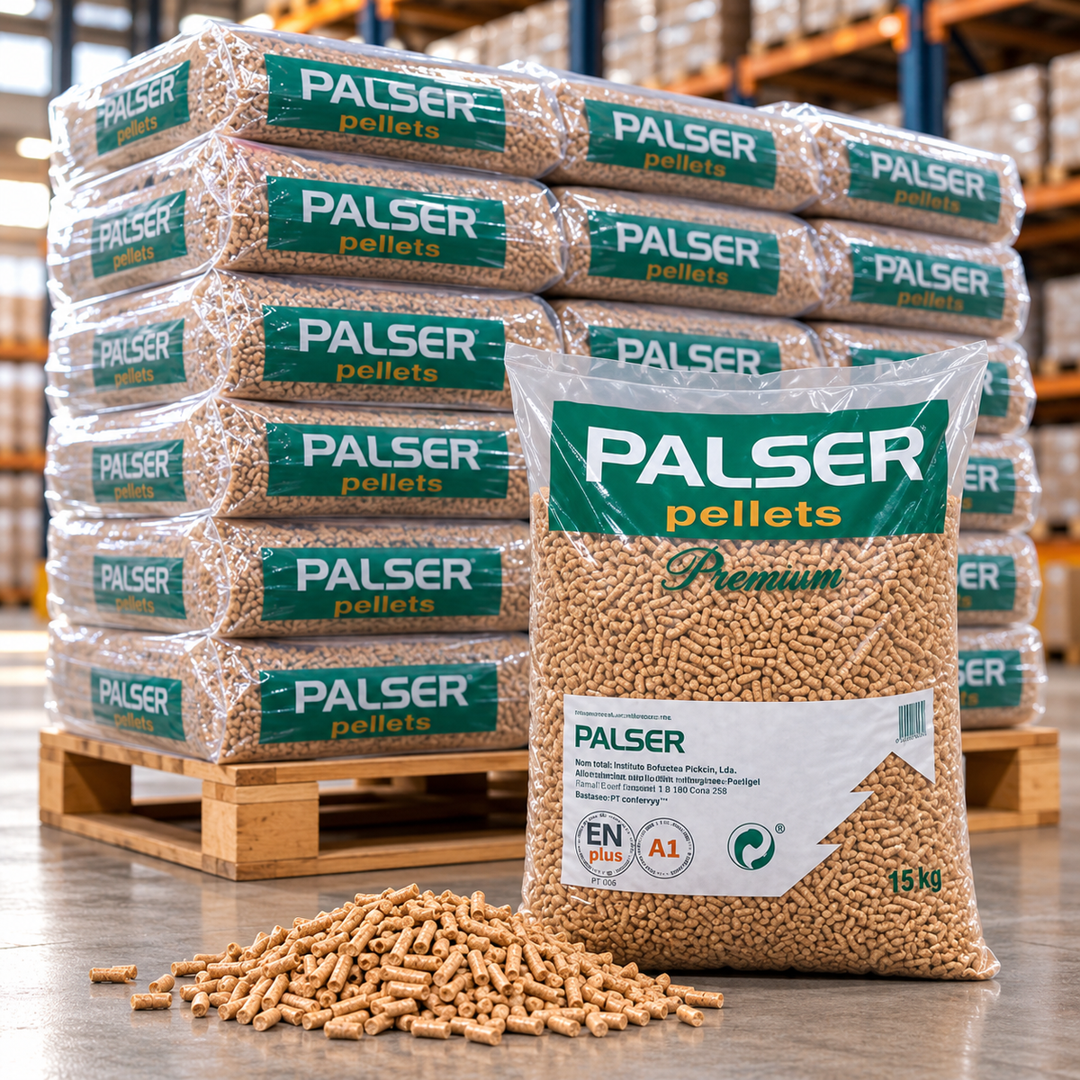 Pellets Palser - Paletas de 100 sacos de 15 kg
